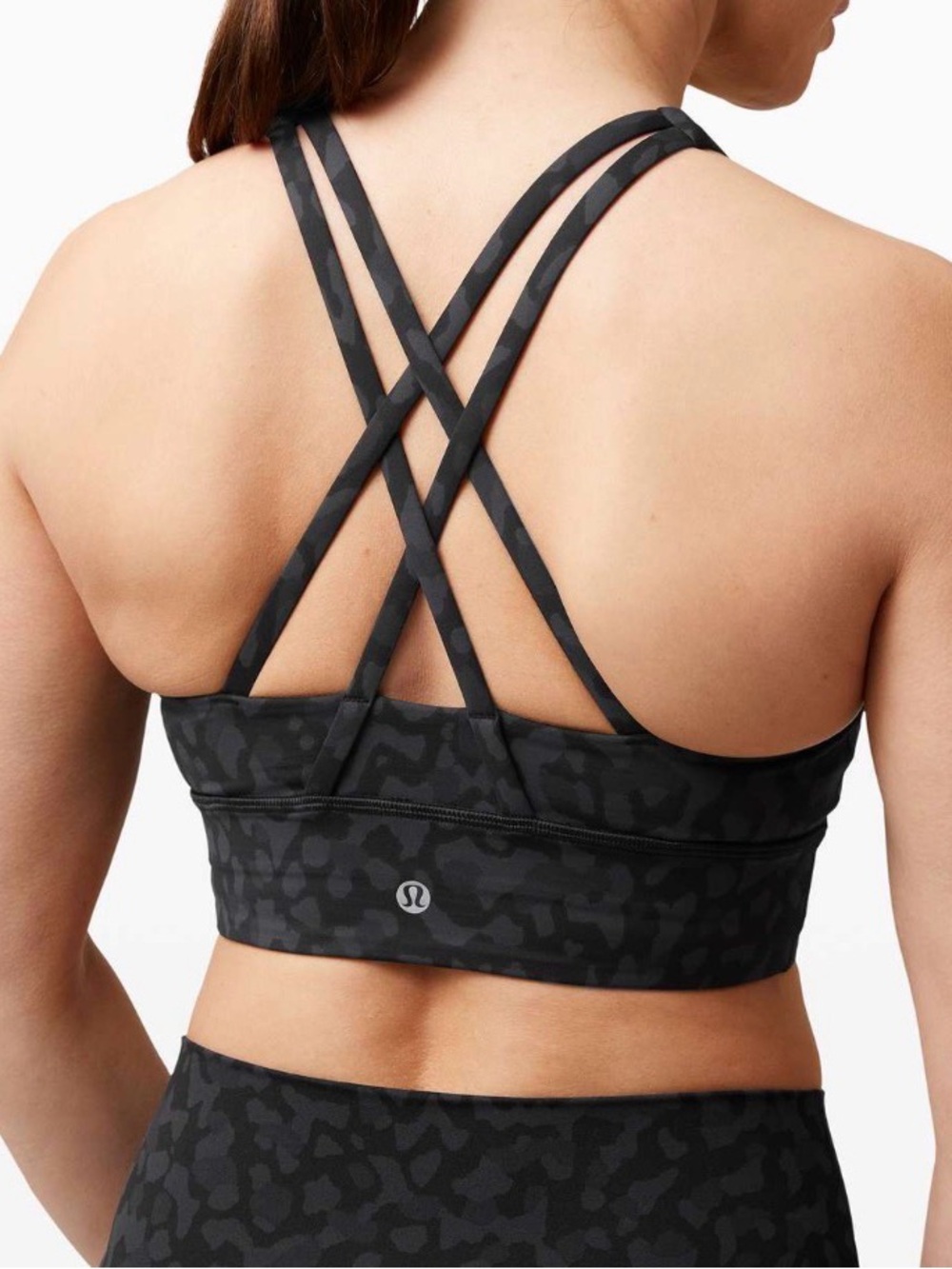 Lululemon Energy Bra High Neck Long Line Size 8 Formation Camo Deep Coal Multi - Picture 2 of 6